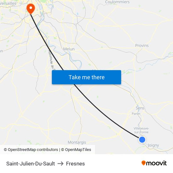 Saint-Julien-Du-Sault to Fresnes map
