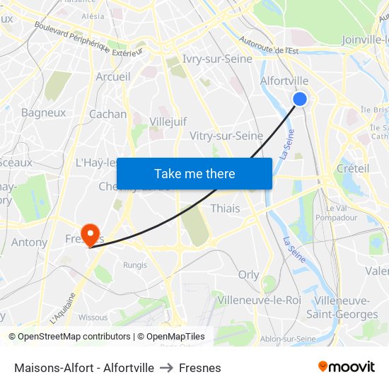 Maisons-Alfort - Alfortville to Fresnes map