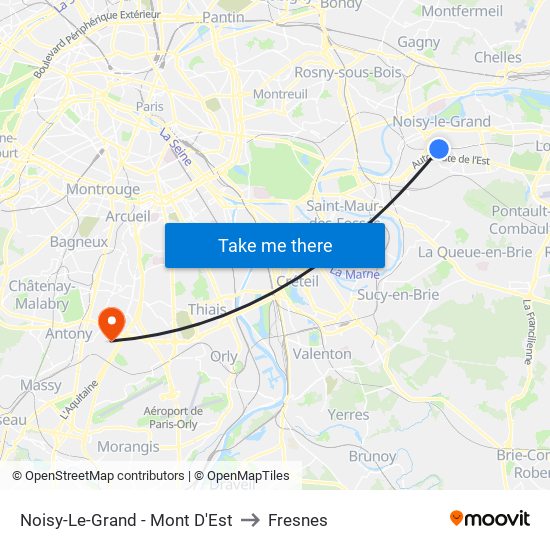 Noisy-Le-Grand - Mont D'Est to Fresnes map