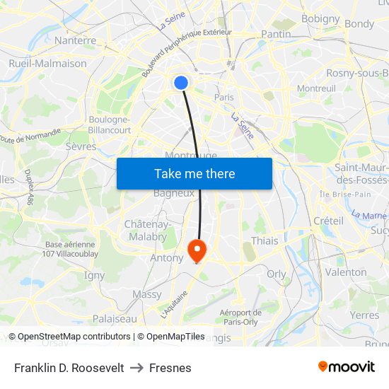 Franklin D. Roosevelt to Fresnes map