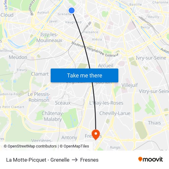 La Motte-Picquet - Grenelle to Fresnes map