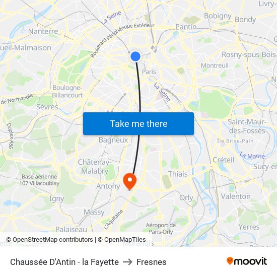 Chaussée D'Antin - la Fayette to Fresnes map