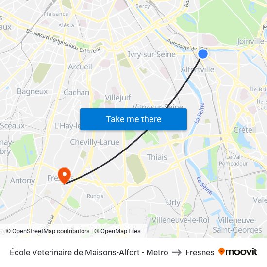 École Vétérinaire de Maisons-Alfort - Métro to Fresnes map