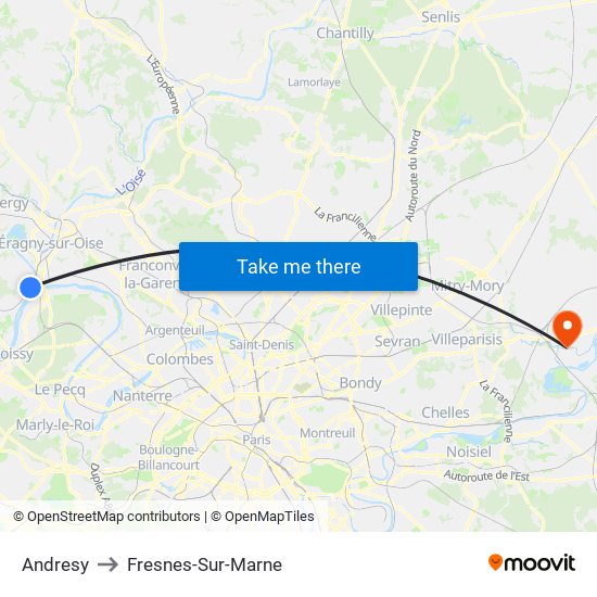 Andresy to Fresnes-Sur-Marne map
