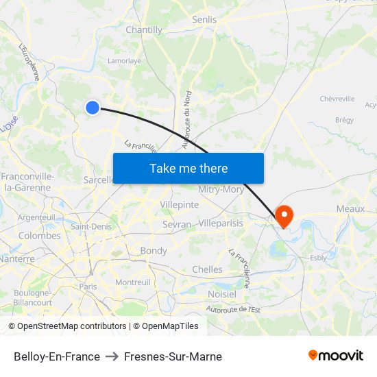Belloy-En-France to Fresnes-Sur-Marne map