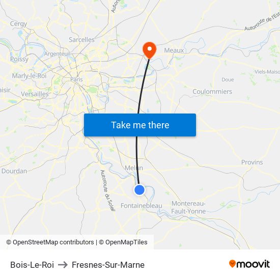 Bois-Le-Roi to Fresnes-Sur-Marne map