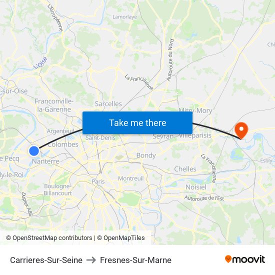 Carrieres-Sur-Seine to Fresnes-Sur-Marne map