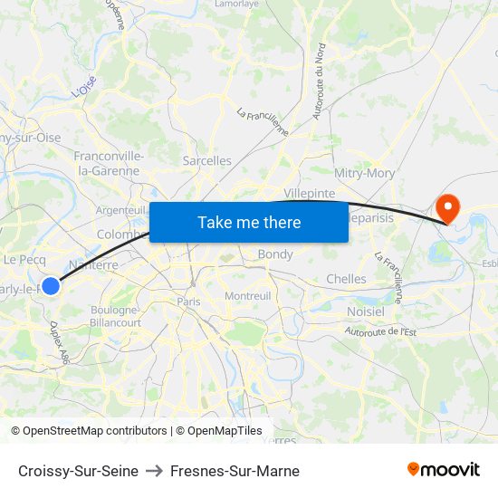 Croissy-Sur-Seine to Fresnes-Sur-Marne map
