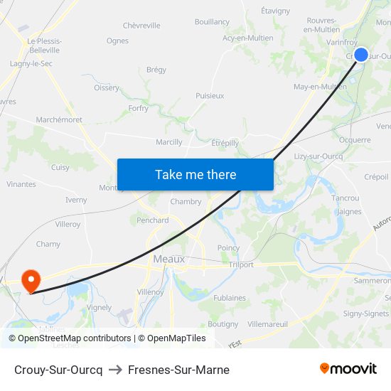Crouy-Sur-Ourcq to Fresnes-Sur-Marne map