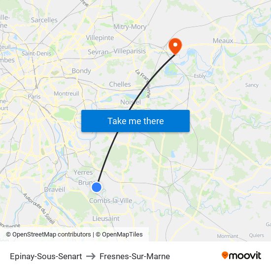 Epinay-Sous-Senart to Fresnes-Sur-Marne map