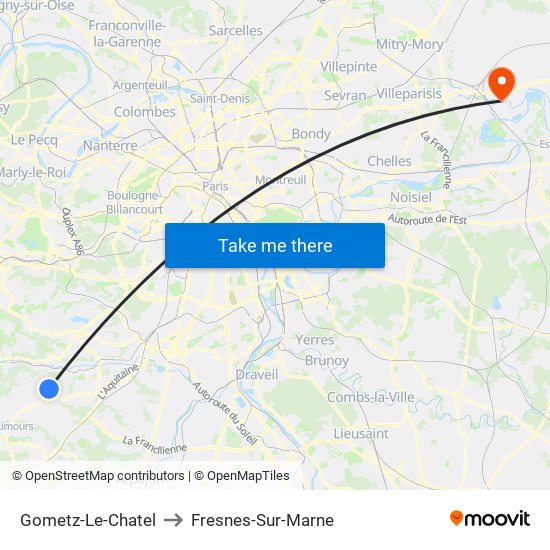 Gometz-Le-Chatel to Fresnes-Sur-Marne map