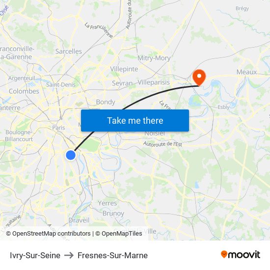 Ivry-Sur-Seine to Fresnes-Sur-Marne map