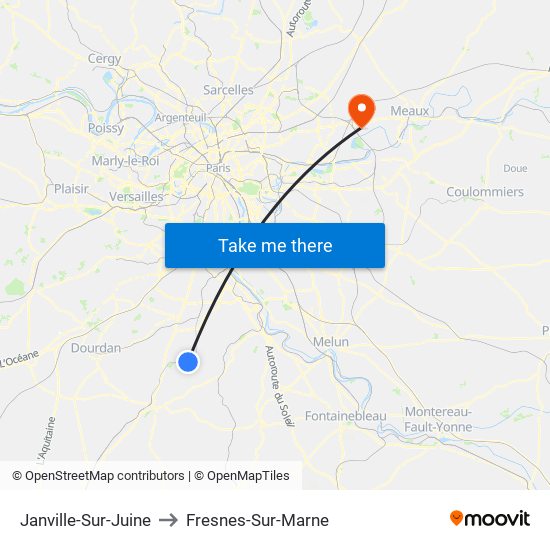 Janville-Sur-Juine to Fresnes-Sur-Marne map