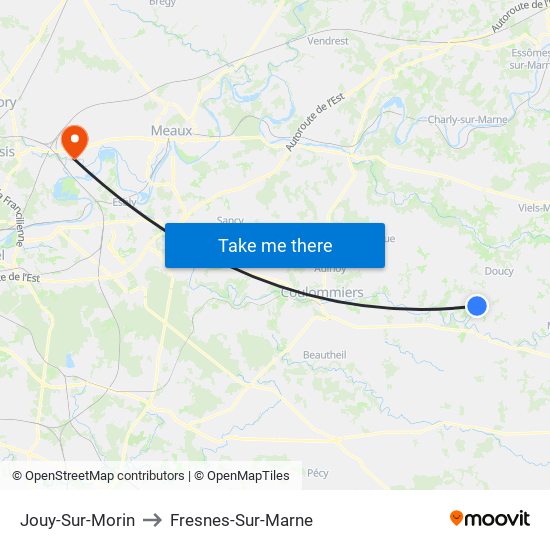 Jouy-Sur-Morin to Fresnes-Sur-Marne map