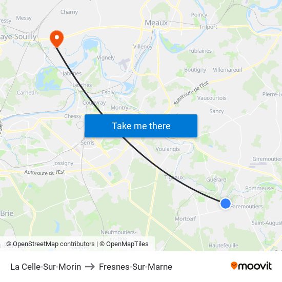 La Celle-Sur-Morin to Fresnes-Sur-Marne map