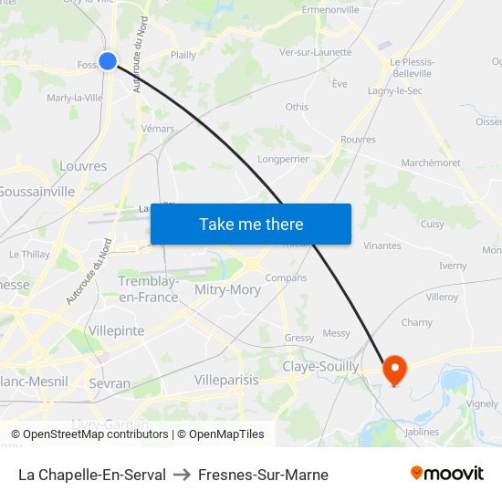 La Chapelle-En-Serval to Fresnes-Sur-Marne map