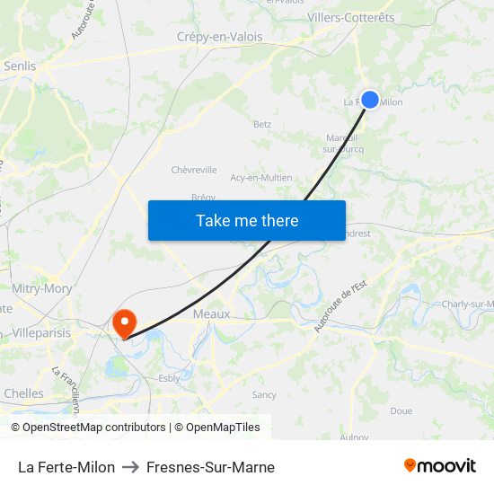 La Ferte-Milon to Fresnes-Sur-Marne map