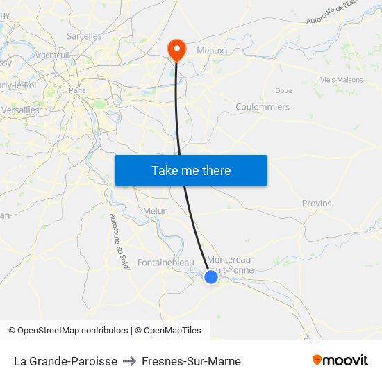 La Grande-Paroisse to Fresnes-Sur-Marne map