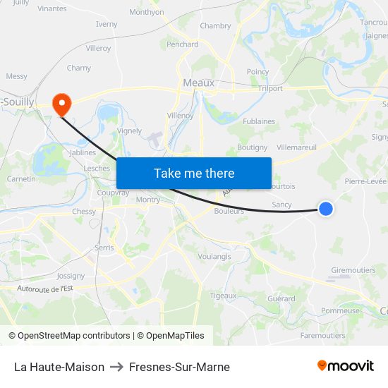 La Haute-Maison to Fresnes-Sur-Marne map