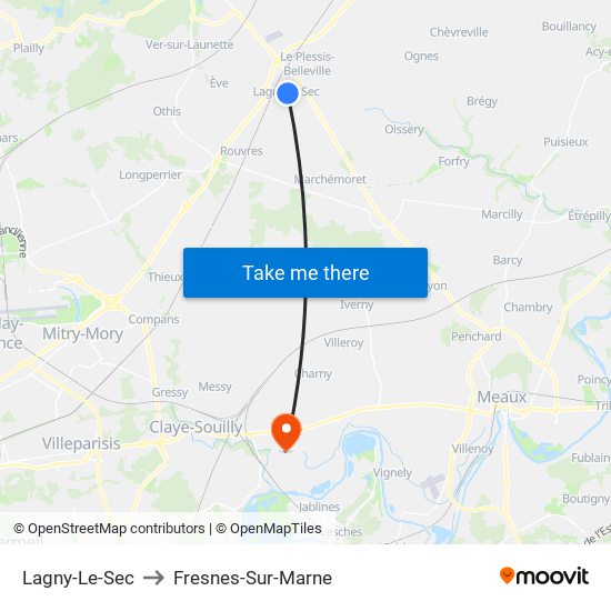 Lagny-Le-Sec to Lagny-Le-Sec map