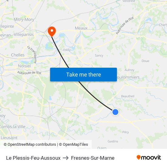 Le Plessis-Feu-Aussoux to Fresnes-Sur-Marne map