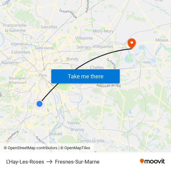 L'Hay-Les-Roses to Fresnes-Sur-Marne map