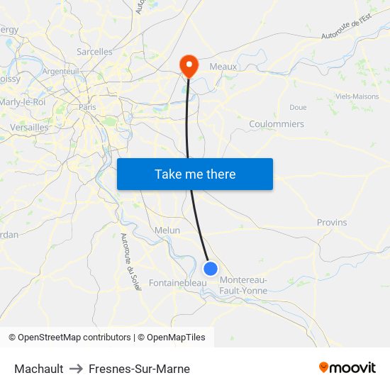 Machault to Fresnes-Sur-Marne map