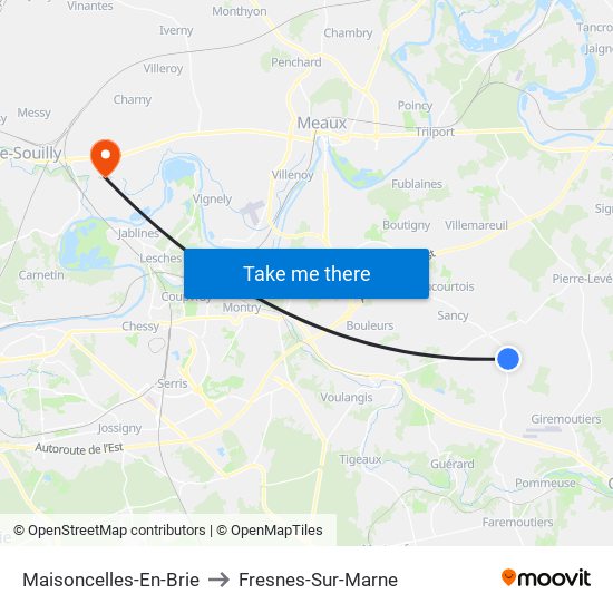 Maisoncelles-En-Brie to Fresnes-Sur-Marne map