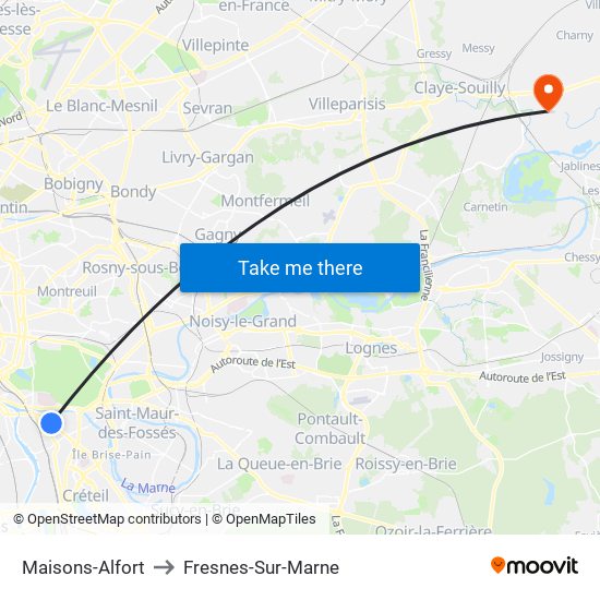 Maisons-Alfort to Fresnes-Sur-Marne map