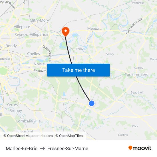 Marles-En-Brie to Fresnes-Sur-Marne map