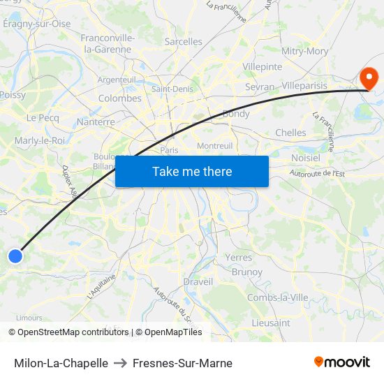 Milon-La-Chapelle to Fresnes-Sur-Marne map