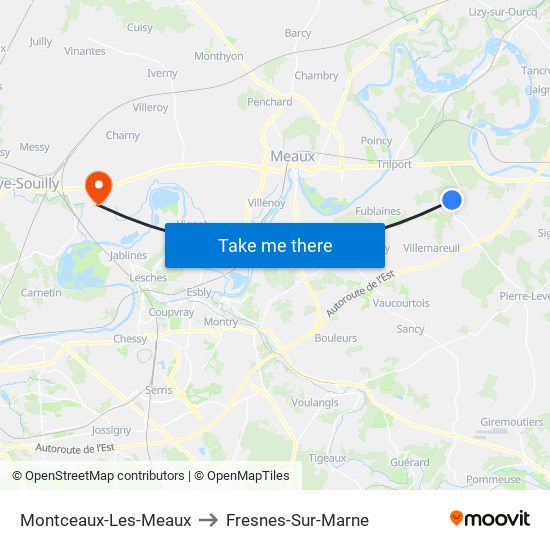Montceaux-Les-Meaux to Fresnes-Sur-Marne map