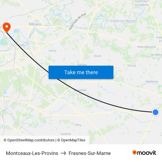 Montceaux-Les-Provins to Fresnes-Sur-Marne map