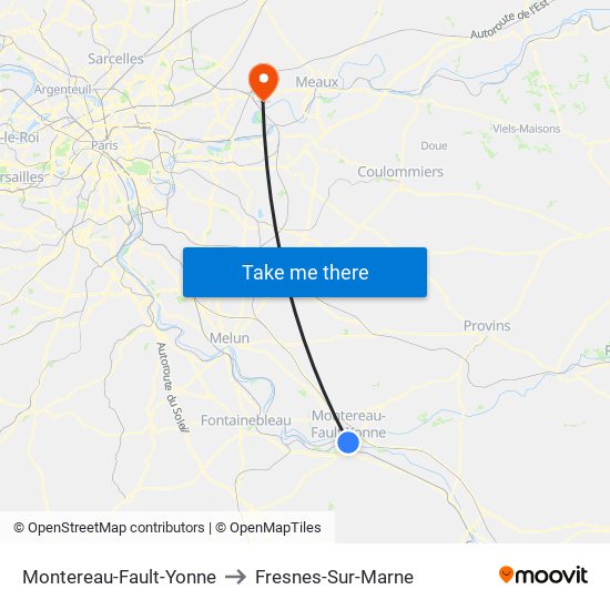 Montereau-Fault-Yonne to Fresnes-Sur-Marne map