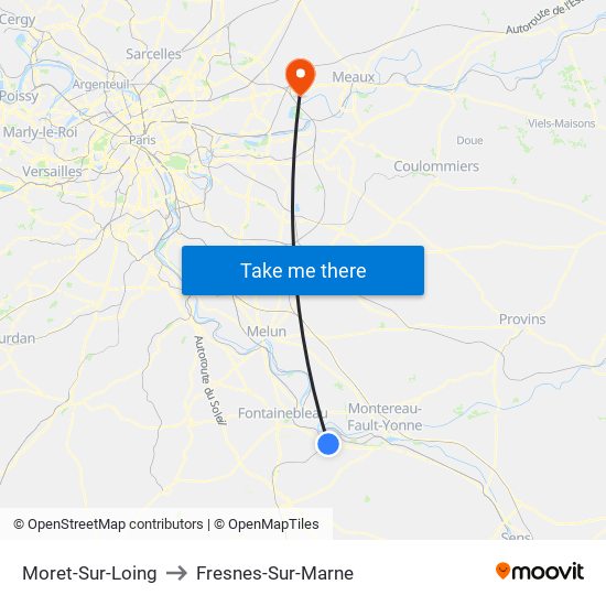 Moret-Sur-Loing to Fresnes-Sur-Marne map