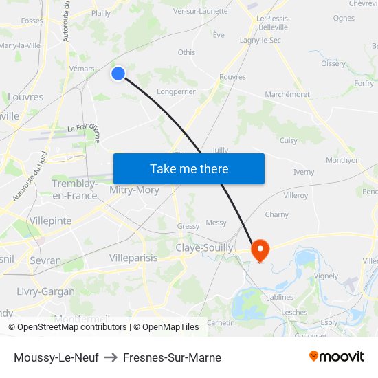 Moussy-Le-Neuf to Fresnes-Sur-Marne map