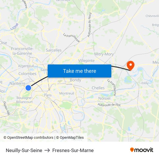 Neuilly-Sur-Seine to Fresnes-Sur-Marne map