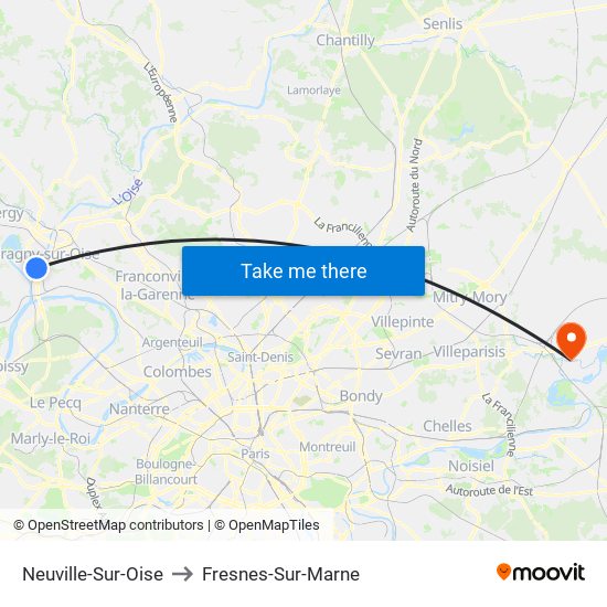 Neuville-Sur-Oise to Fresnes-Sur-Marne map