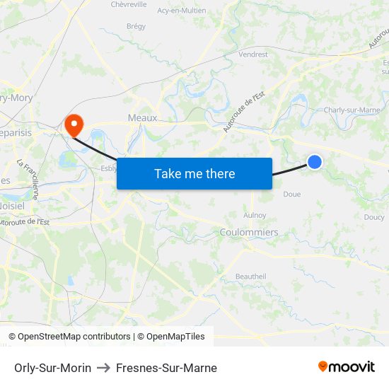 Orly-Sur-Morin to Fresnes-Sur-Marne map