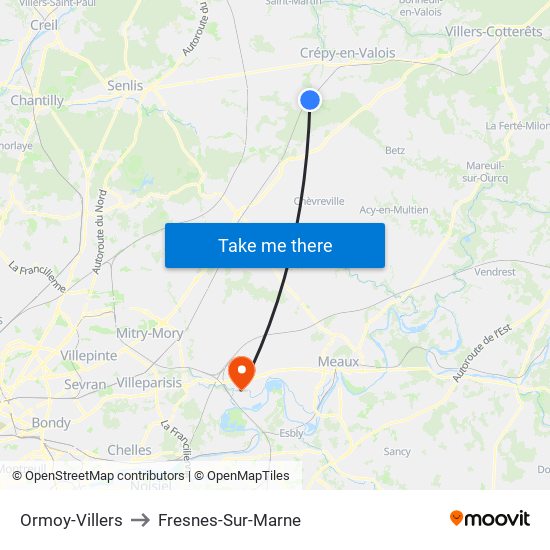 Ormoy-Villers to Fresnes-Sur-Marne map