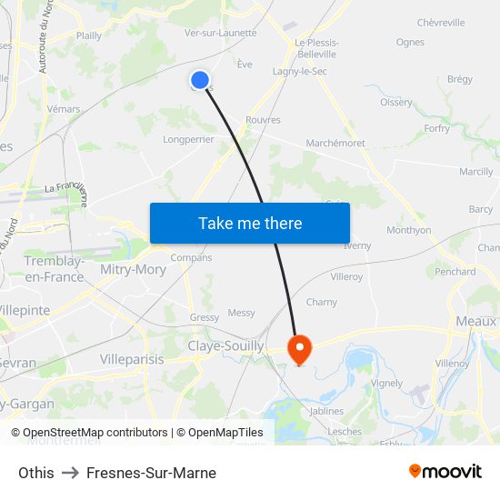 Othis to Fresnes-Sur-Marne map