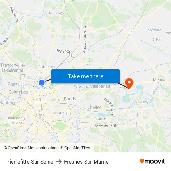 Pierrefitte-Sur-Seine to Fresnes-Sur-Marne map