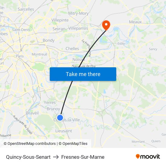 Quincy-Sous-Senart to Fresnes-Sur-Marne map