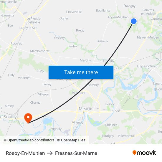 Rosoy-En-Multien to Fresnes-Sur-Marne map