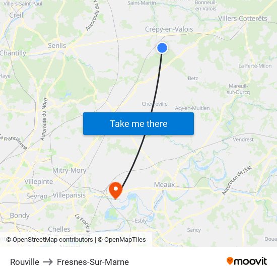 Rouville to Fresnes-Sur-Marne map