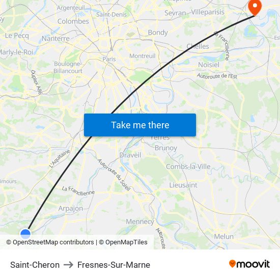 Saint-Cheron to Fresnes-Sur-Marne map