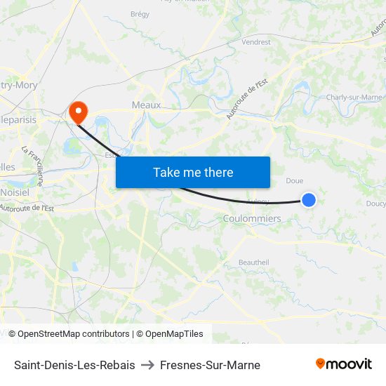 Saint-Denis-Les-Rebais to Fresnes-Sur-Marne map