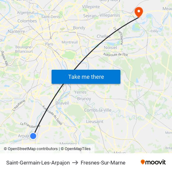 Saint-Germain-Les-Arpajon to Fresnes-Sur-Marne map