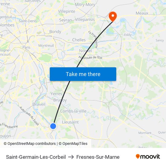 Saint-Germain-Les-Corbeil to Fresnes-Sur-Marne map