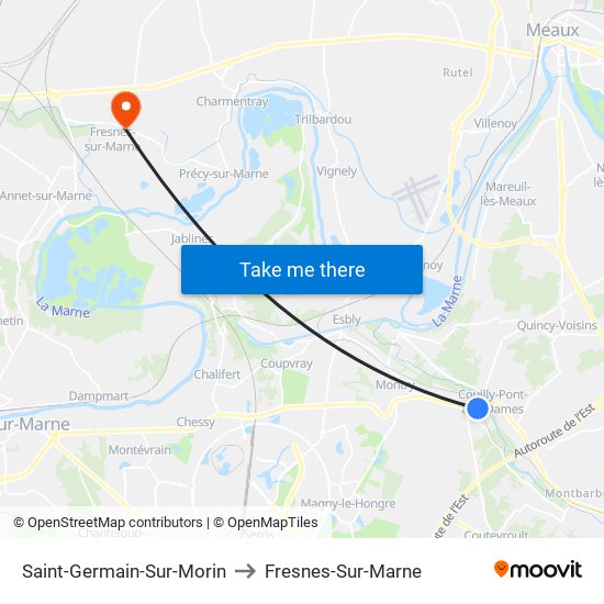 Saint-Germain-Sur-Morin to Fresnes-Sur-Marne map